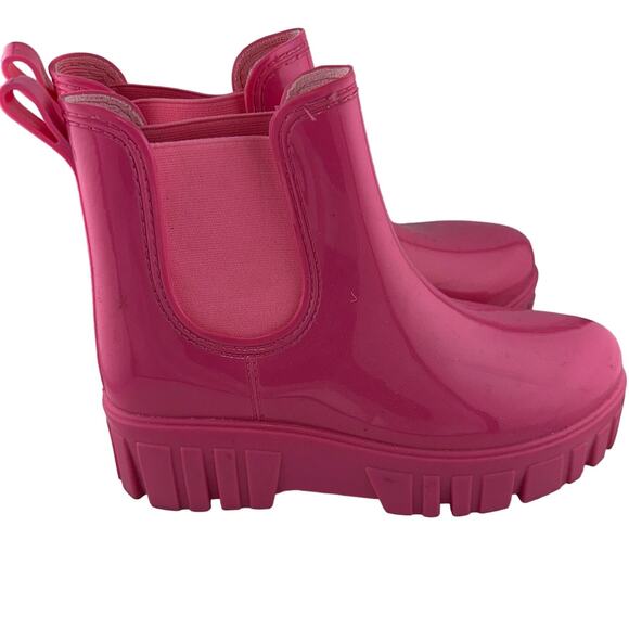 Amoji Pink Rain boots Slip On Size 9 - Picture 1 of 7